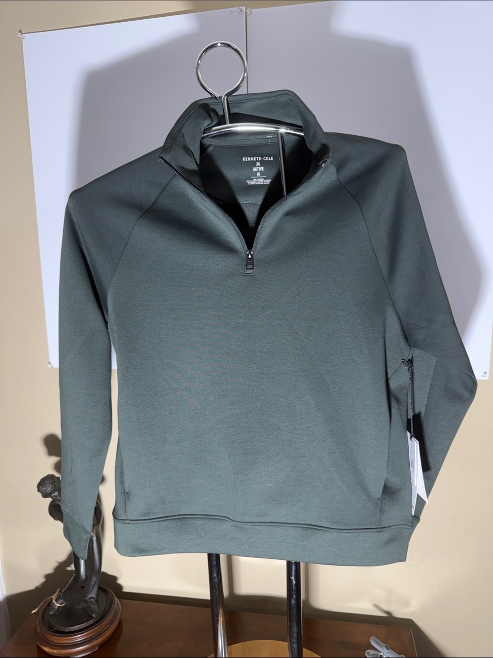 Kenneth Cole Men’s Dark Green Quarter‑Zip Sweater